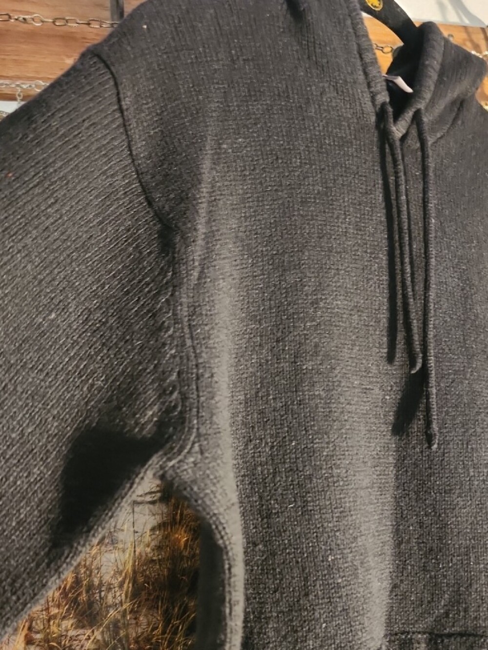 H&M Black Lamswool Blend Hoodie Sweater with Hood